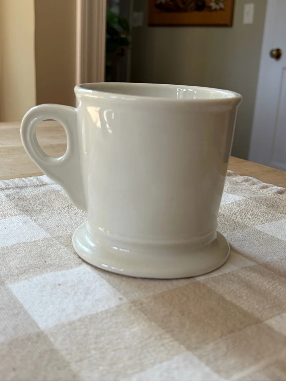 Anthropologie Classic Monogram Cream Ceramic Mug with Black Striped 'M'